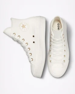 Converse Modelli Alti|Modelli Con Platform<Chuck Taylor All Star Lift Platform Mono White Bianco vintage/Egret/Oro