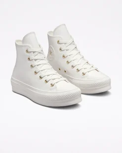 Converse Modelli Alti|Modelli Con Platform<Chuck Taylor All Star Lift Platform Mono White Bianco vintage/Egret/Oro