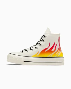 Converse Modelli Con Platform|Modelli Alti<Chuck Taylor All Star Lift Platform Flames Egret/Rosso smalto/Nero