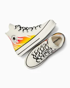 Converse Modelli Con Platform|Modelli Alti<Chuck Taylor All Star Lift Platform Flames Egret/Rosso smalto/Nero