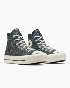 Converse Modelli Alti|Modelli Con Platform<Chuck Taylor All Star Lift Platform Glitter Profondo scuro/Egret/Nero