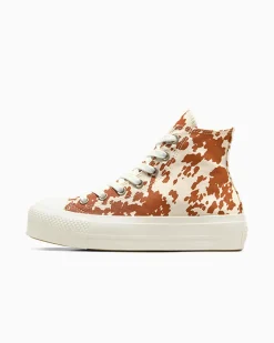 Converse Modelli Alti|Modelli Con Platform<Chuck Taylor All Star Lift Platform Animal Print Egret/Marrone/Oro