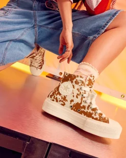 Converse Modelli Alti|Modelli Con Platform<Chuck Taylor All Star Lift Platform Animal Print Egret/Marrone/Oro