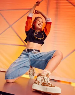 Converse Modelli Alti|Modelli Con Platform<Chuck Taylor All Star Lift Platform Animal Print Egret/Marrone/Oro