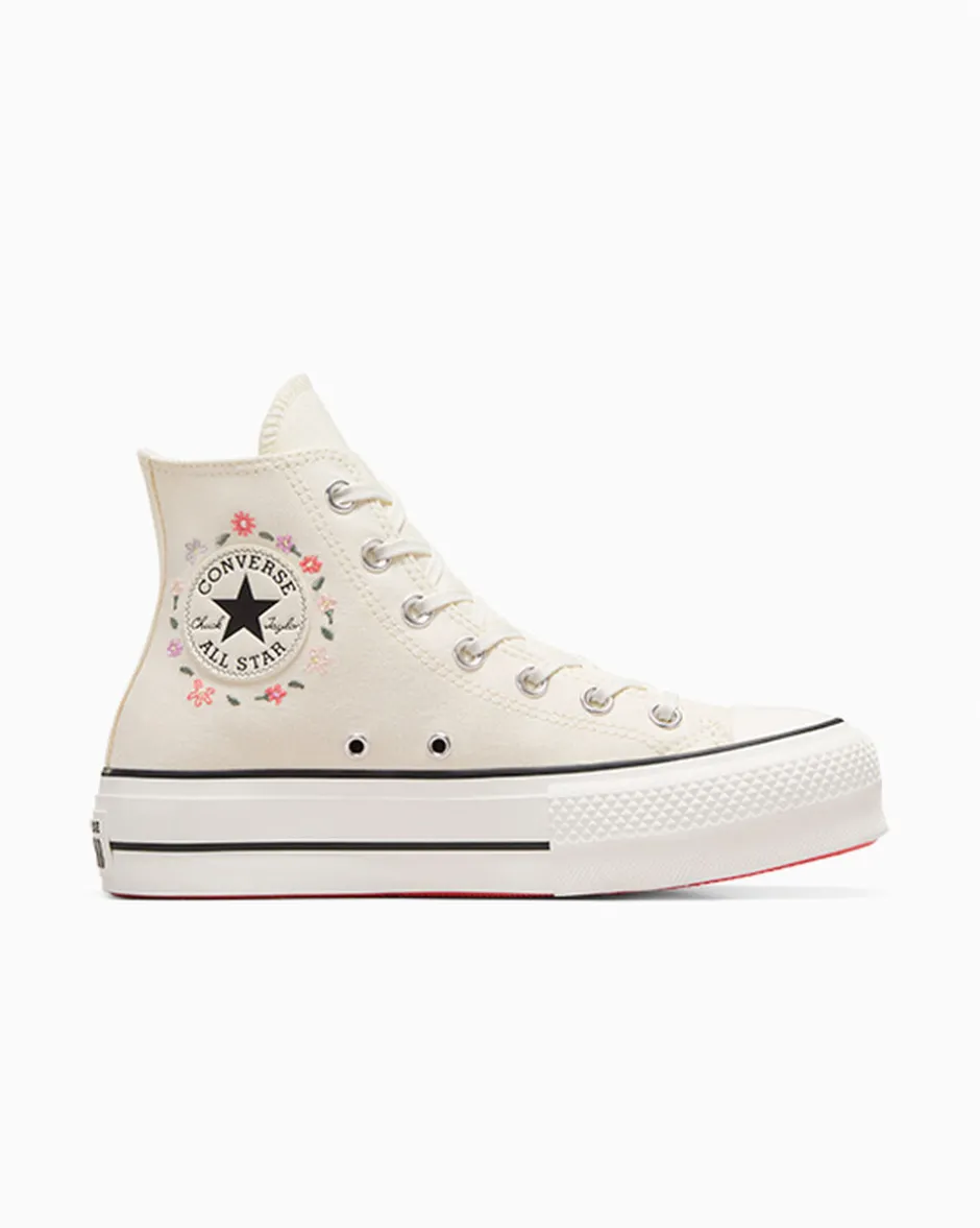 Converse Modelli Alti|Modelli Con Platform<Chuck Taylor All Star Lift Platform Little Flowers Egret/Egret/Rosa anguria