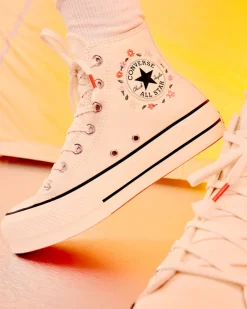 Converse Modelli Alti|Modelli Con Platform<Chuck Taylor All Star Lift Platform Little Flowers Egret/Egret/Rosa anguria