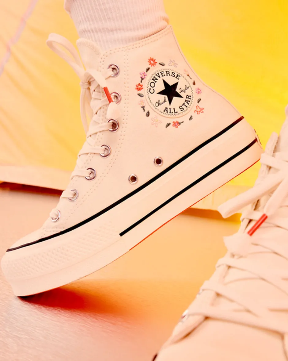 Converse Modelli Alti|Modelli Con Platform<Chuck Taylor All Star Lift Platform Little Flowers Egret/Egret/Rosa anguria