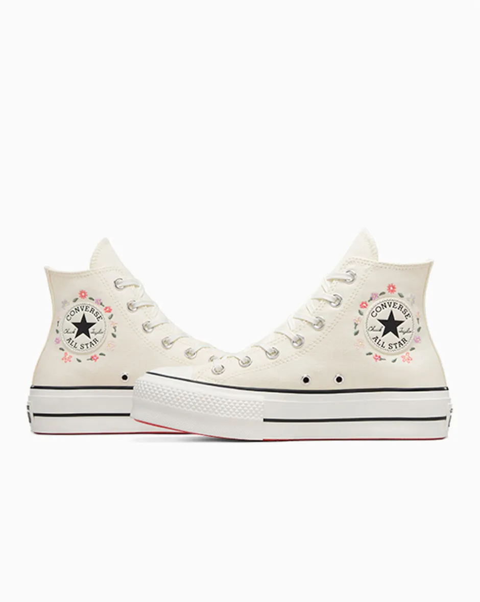 Converse Modelli Alti|Modelli Con Platform<Chuck Taylor All Star Lift Platform Little Flowers Egret/Egret/Rosa anguria