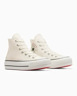Converse Modelli Alti|Modelli Con Platform<Chuck Taylor All Star Lift Platform Little Flowers Egret/Egret/Rosa anguria