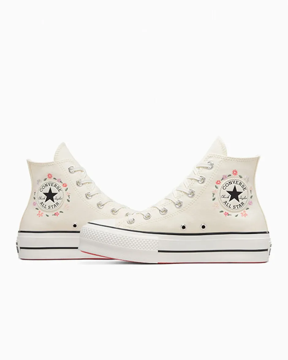 Converse Modelli Alti|Modelli Con Platform<Chuck Taylor All Star Lift Platform Little Flowers Egret/Egret/Rosa anguria