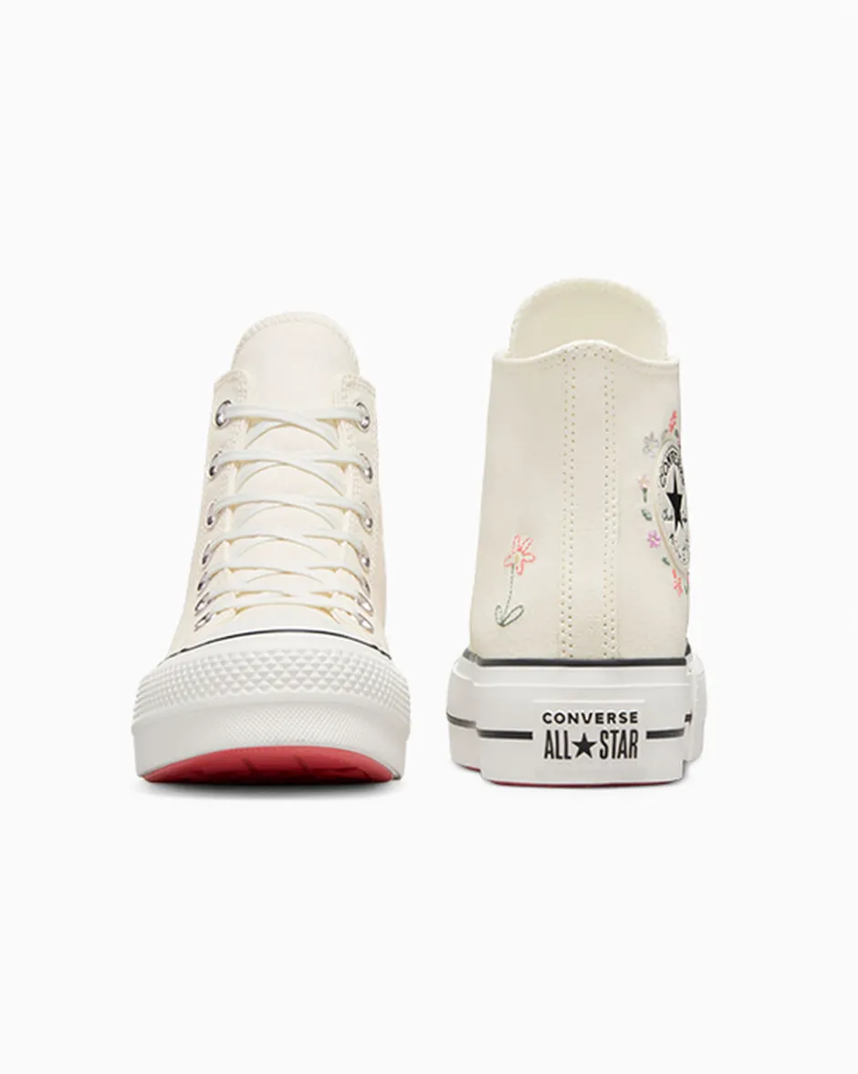 Converse Modelli Alti|Modelli Con Platform<Chuck Taylor All Star Lift Platform Little Flowers Egret/Egret/Rosa anguria