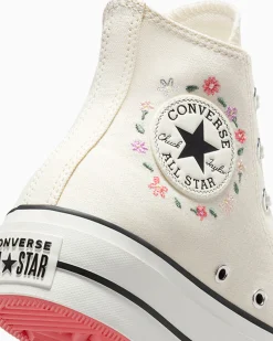 Converse Modelli Alti|Modelli Con Platform<Chuck Taylor All Star Lift Platform Little Flowers Egret/Egret/Rosa anguria