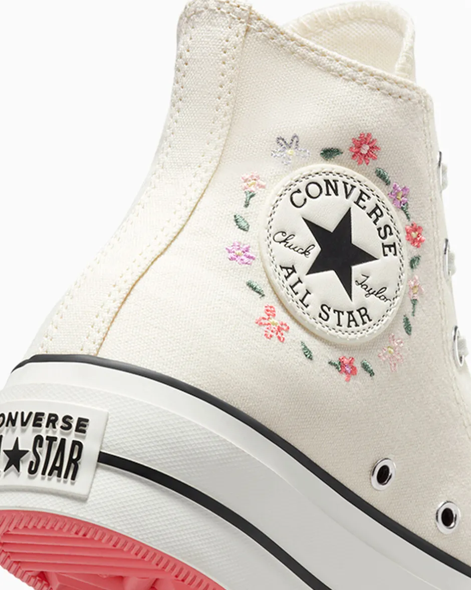 Converse Modelli Alti|Modelli Con Platform<Chuck Taylor All Star Lift Platform Little Flowers Egret/Egret/Rosa anguria