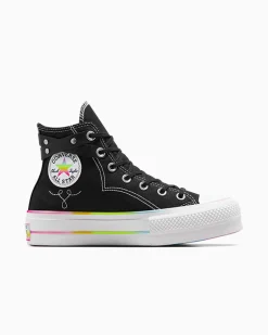 Converse Modelli Alti|Modelli Con Platform<Chuck Taylor All Star Lift Platform Pride Nero/Bianco/Fucsia caos