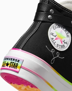Converse Modelli Alti|Modelli Con Platform<Chuck Taylor All Star Lift Platform Pride Nero/Bianco/Fucsia caos