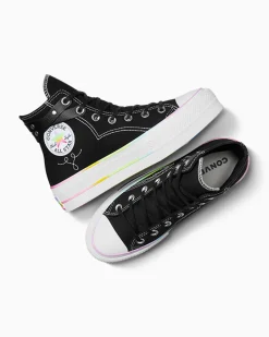 Converse Modelli Alti|Modelli Con Platform<Chuck Taylor All Star Lift Platform Pride Nero/Bianco/Fucsia caos