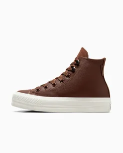 Converse Modelli Alti|Modelli Con Platform<Chuck Taylor All Star Lift Platform Water Repellent Leather Orso bruno/Egret/Nero