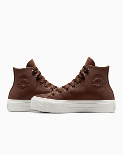 Converse Modelli Alti|Modelli Con Platform<Chuck Taylor All Star Lift Platform Water Repellent Leather Orso bruno/Egret/Nero