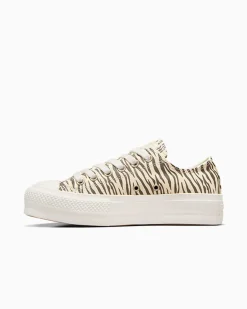 Converse Modelli Bassi|Modelli Con Platform<Chuck Taylor All Star Lift Zebra Print Egret/Egret/Fumo motore