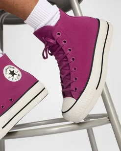 Converse Modelli Alti|Modelli Con Platform<Chuck Taylor All Star Lift Platform Colorful Suede Quantum Violet/Egret/Nero