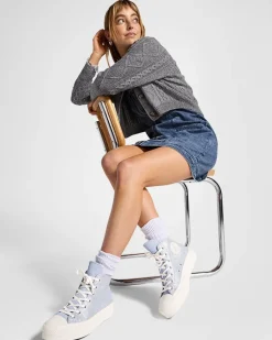 Converse Modelli Alti|Modelli Con Platform<Chuck Taylor All Star Lift Platform Suede Shimmer Lilla peltro/Egret/Argento