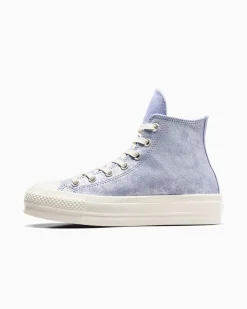Converse Modelli Alti|Modelli Con Platform<Chuck Taylor All Star Lift Platform Suede Shimmer Lilla peltro/Egret/Argento
