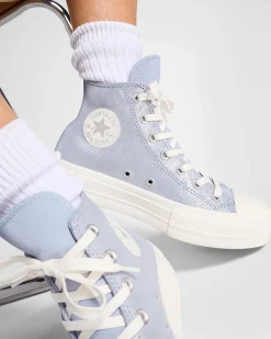 Converse Modelli Alti|Modelli Con Platform<Chuck Taylor All Star Lift Platform Suede Shimmer Lilla peltro/Egret/Argento