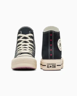 Converse Modelli Alti|Modelli Con Platform<Chuck Taylor All Star Lift Platform Embroidered Stars Nero/Rosa loto/Egret