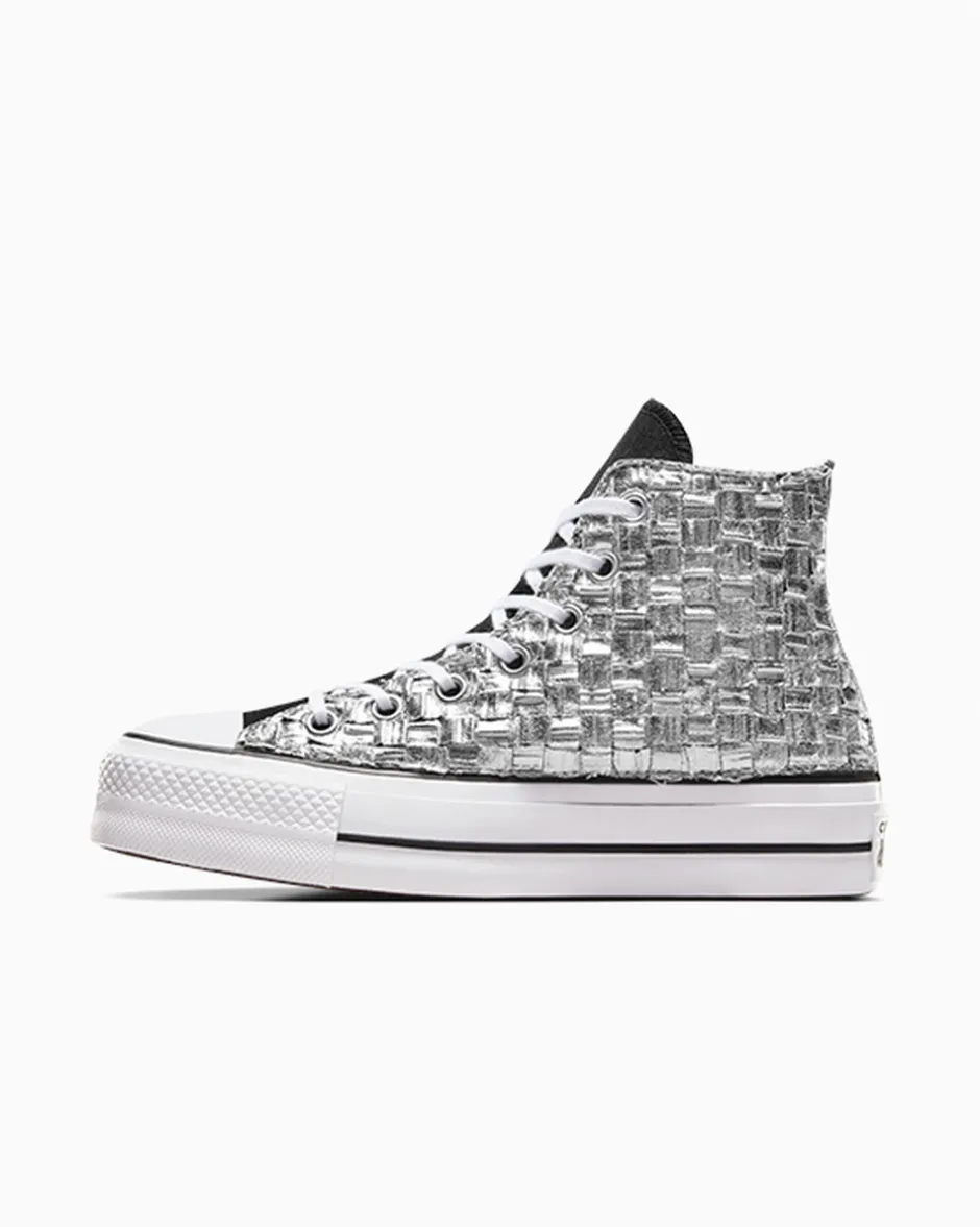 Converse Modelli Alti|Modelli Con Platform<Chuck Taylor All Star Lift Platform Braided Metallic Nero argento metallizzato