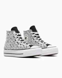 Converse Modelli Alti|Modelli Con Platform<Chuck Taylor All Star Lift Platform Braided Metallic Nero argento metallizzato