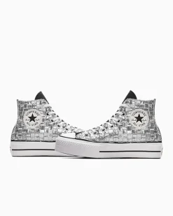 Converse Modelli Alti|Modelli Con Platform<Chuck Taylor All Star Lift Platform Braided Metallic Nero argento metallizzato