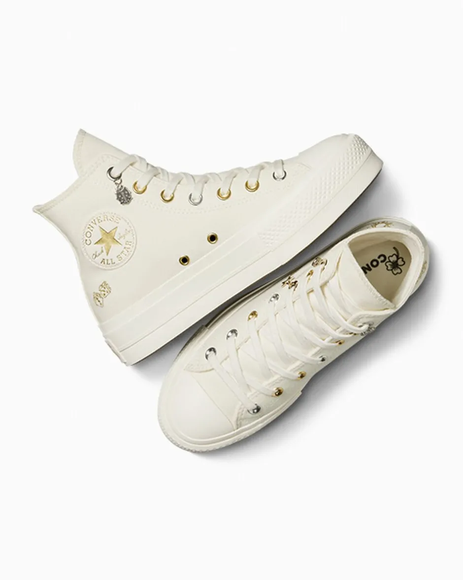 Converse Modelli Con Platform|Modelli Alti<Chuck Taylor All Star Lift Platform Luck Charms Egret/Oro/Argento