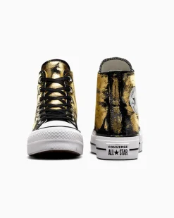 Converse Modelli Alti|Modelli Con Platform<Chuck Taylor All Star Lift Platform Gold Layer Oro nero