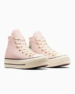 Converse Modelli Alti|Modelli Con Platform<Chuck Taylor All Star Lift Platform Suede Petalo pallido/Avorio naturale/Nero