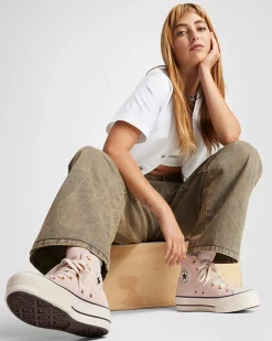 Converse Modelli Alti|Modelli Con Platform<Chuck Taylor All Star Lift Platform Suede Petalo pallido/Avorio naturale/Nero