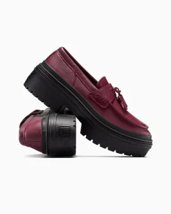 Converse Modelli Bassi|Modelli Con Platform<Chuck Taylor All Star Lugged Heel Loafer Platform Leather Bordeaux scuro/Bordeaux scuro