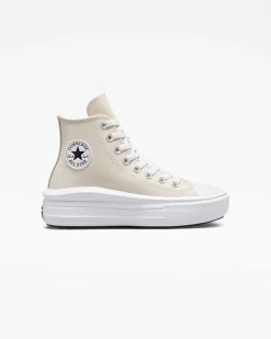Converse Ragazza|Stivali<Chuck Taylor All Star Move Platform Coated Leather Sabbia del deserto/Nero/Bianco
