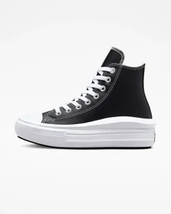 Converse Modelli Alti|Modelli Con Platform<Chuck Taylor All Star Move Platform Foundational Leather Nero/Bianco/Bianco