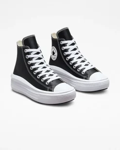 Converse Modelli Alti|Modelli Con Platform<Chuck Taylor All Star Move Platform Foundational Leather Nero/Bianco/Bianco