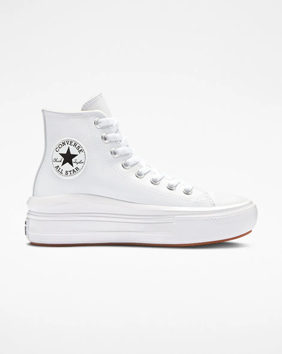 Converse Modelli Alti<Chuck Taylor All Star Move Platform Foundational Leather Bianco/Nero/Bianco