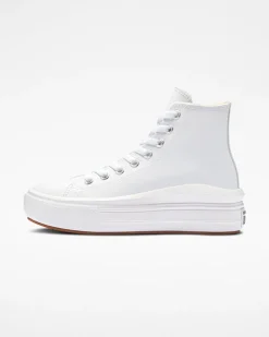 Converse Modelli Alti<Chuck Taylor All Star Move Platform Foundational Leather Bianco/Nero/Bianco