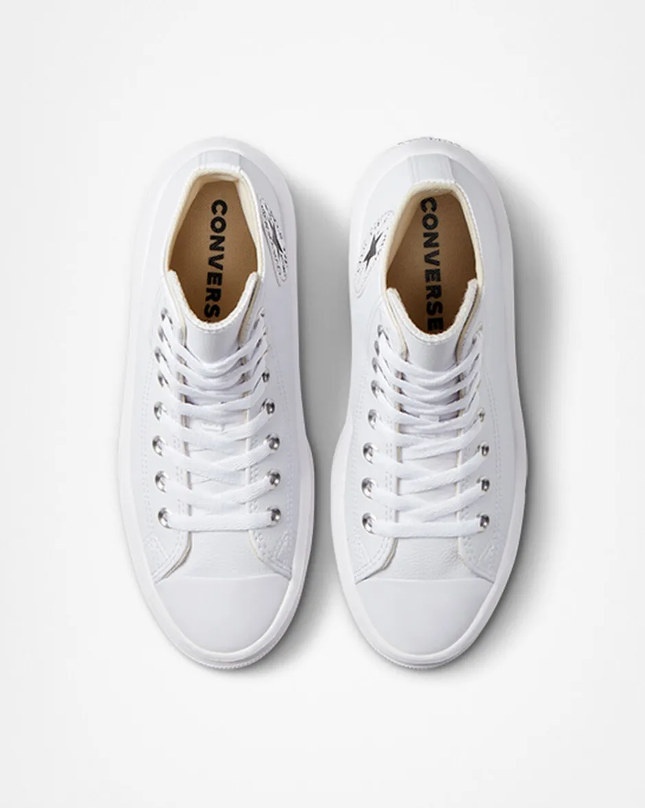 Converse Modelli Alti<Chuck Taylor All Star Move Platform Foundational Leather Bianco/Nero/Bianco