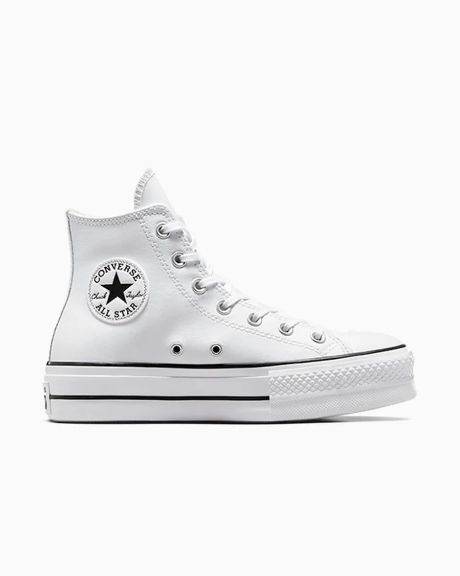Converse Modelli Alti|Modelli Con Platform<Chuck Taylor All Star Platform Leather Bianco/Nero/Bianco