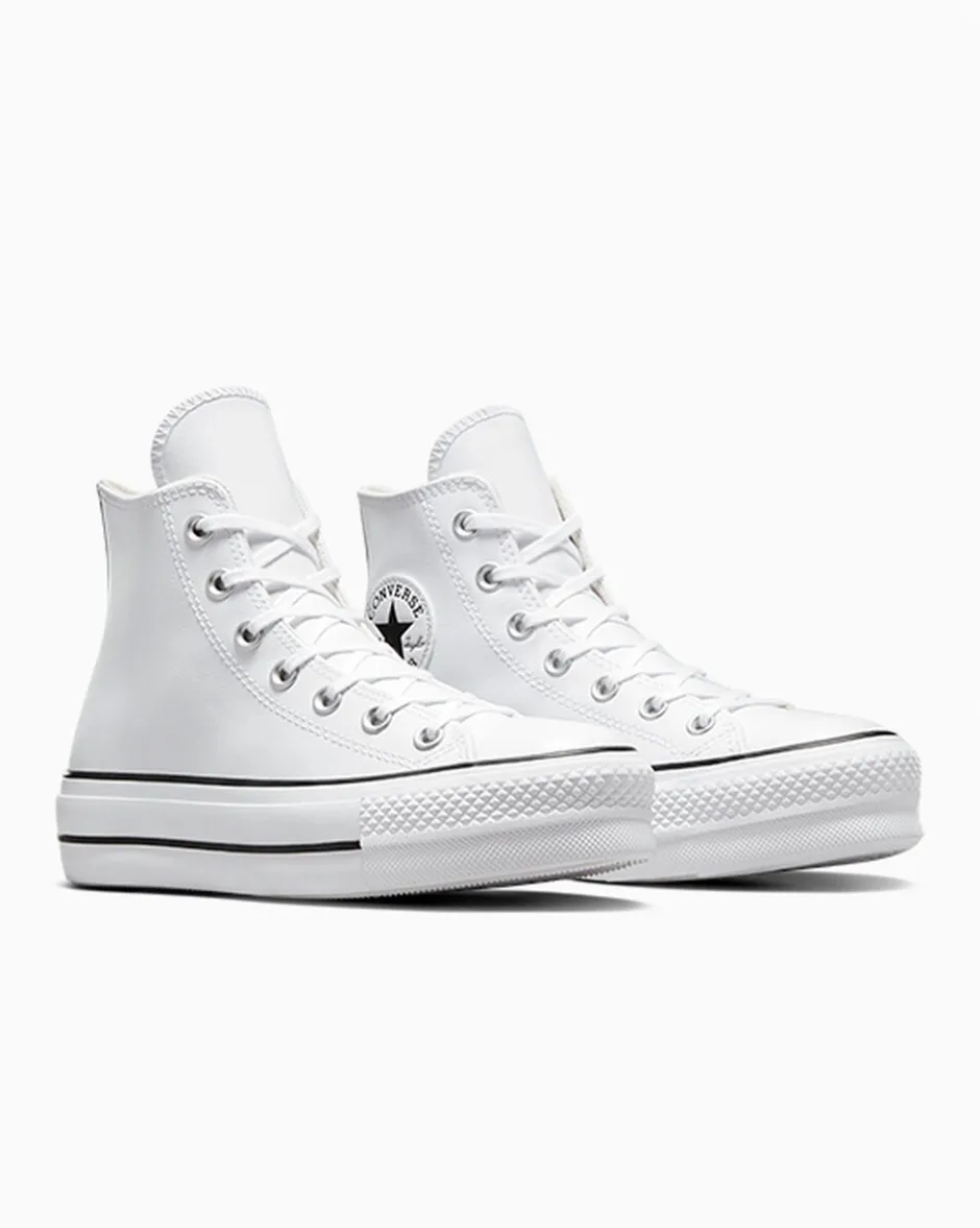 Converse Modelli Alti|Modelli Con Platform<Chuck Taylor All Star Platform Leather Bianco/Nero/Bianco