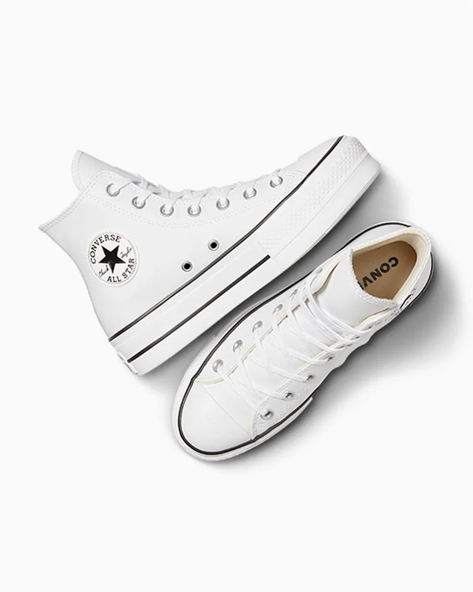 Converse Modelli Alti|Modelli Con Platform<Chuck Taylor All Star Platform Leather Bianco/Nero/Bianco