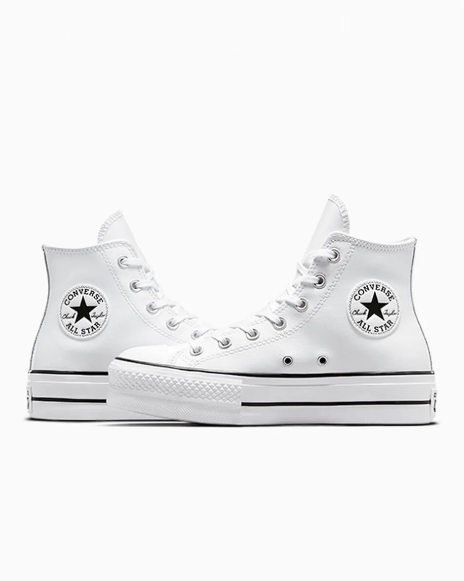 Converse Modelli Alti|Modelli Con Platform<Chuck Taylor All Star Platform Leather Bianco/Nero/Bianco