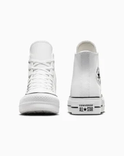 Converse Modelli Alti|Modelli Con Platform<Chuck Taylor All Star Platform Leather Bianco/Nero/Bianco