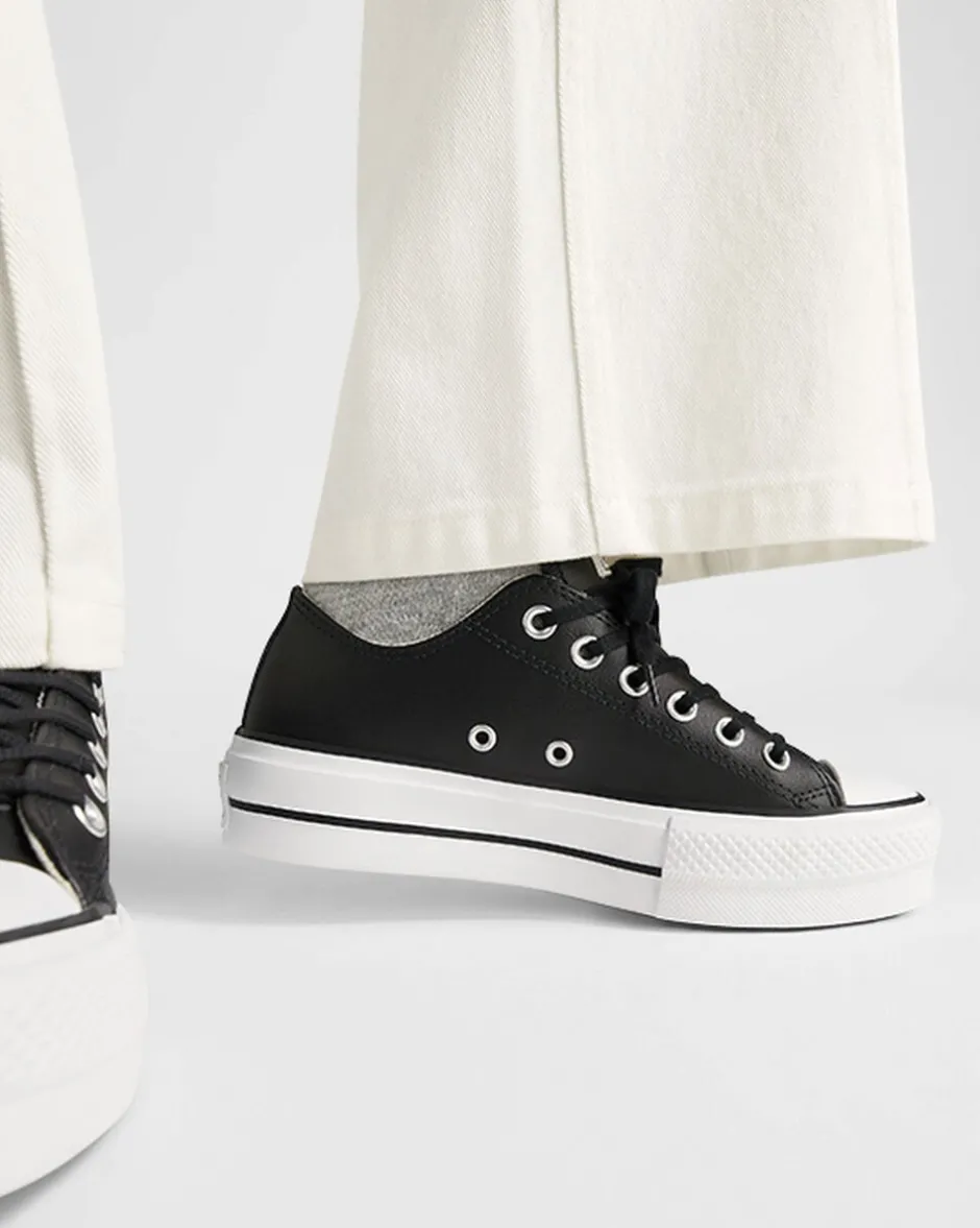 Converse Modelli Con Platform|Modelli Bassi<Chuck Taylor All Star Platform Clean Leather Nero/Nero/Bianco