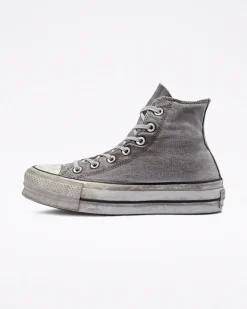 Converse Modelli Alti|Modelli Con Platform<Chuck Taylor All Star Platform Smoked Canvas Grigio/Grigio/Bianco