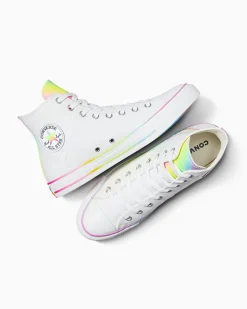 Converse Modelli Alti|Modelli Alti<Chuck Taylor All Star Pride Bianco/Bianco/Fucsia caos